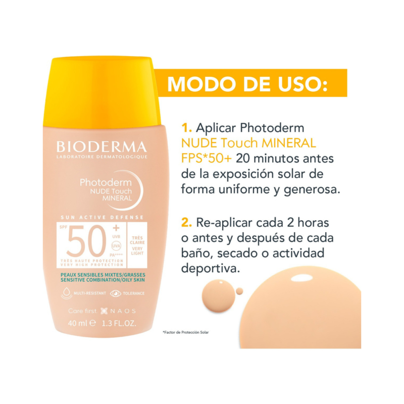 D_NQ_NP_2X_799670-MLA84835171721_052025-F-1.webp Bioderma Photoderm Nude Touch Spf50+ Mixta/grasa T.muy Claro